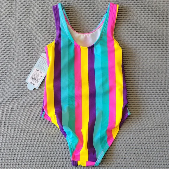 👶🏼 4/$10 🆕️ 12-18 Month Baby Girl Bathing Suit One Piece Sleeveless Rainbow - Picture 5 of 6